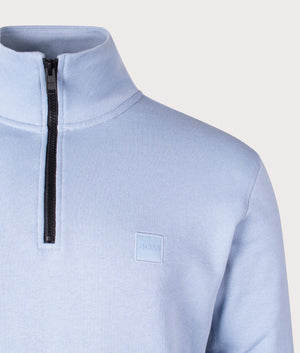 Quarter Zip Zetrust Sweatshirt in Open Blue by BOSS. EQVVS Detail Shot