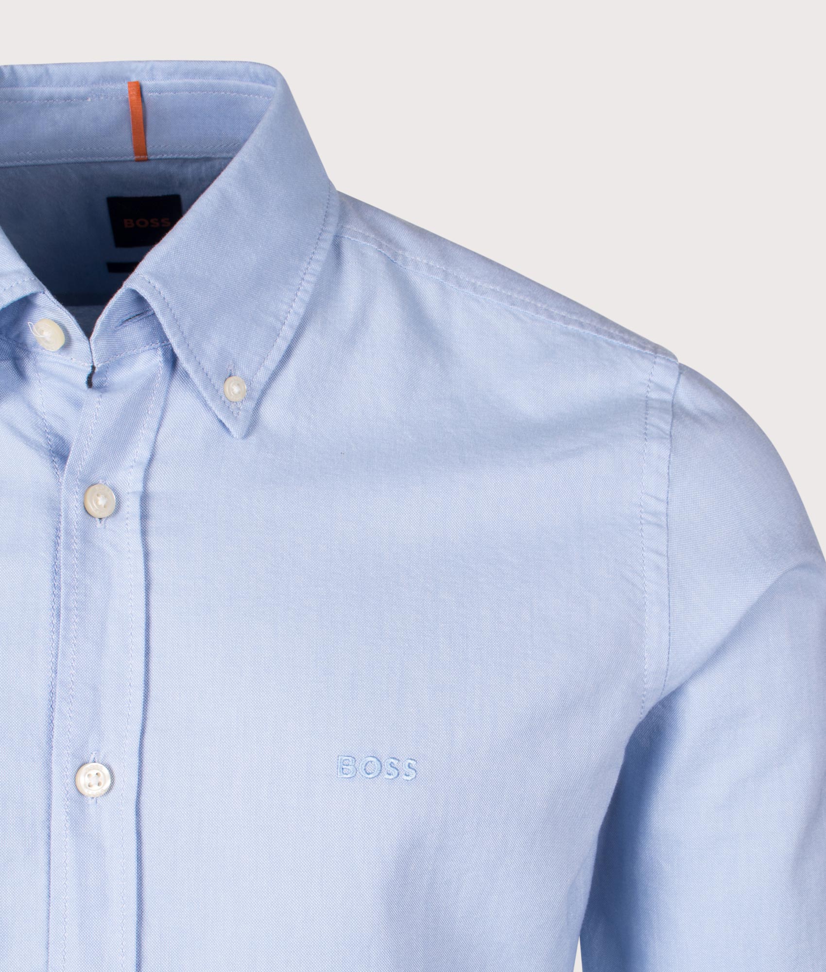Rickert M Shirt in Open Blue by BOSS. EQVVS Shot.