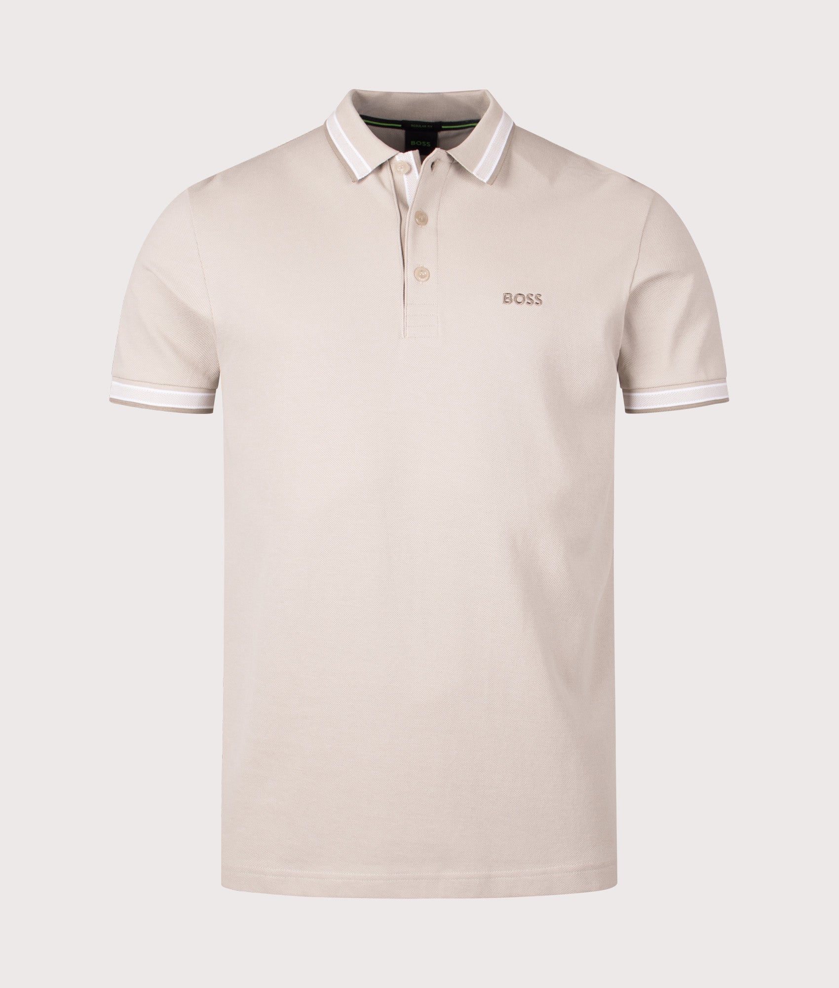 Paddy Polo Shirt in Light Beige by BOSS. EQVVS Shot. 