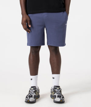 Waffle Shorts in Navy by BOSS. EQVVS Model Shot. 