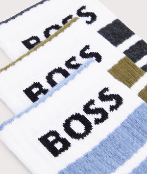 3 Pack Rib Stripe Socks in Natural by Boss. EQVVS Detail Shot.