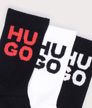 3P Rib Stencil CC Socks in Black by HUGO. EQVVS Flat shot.