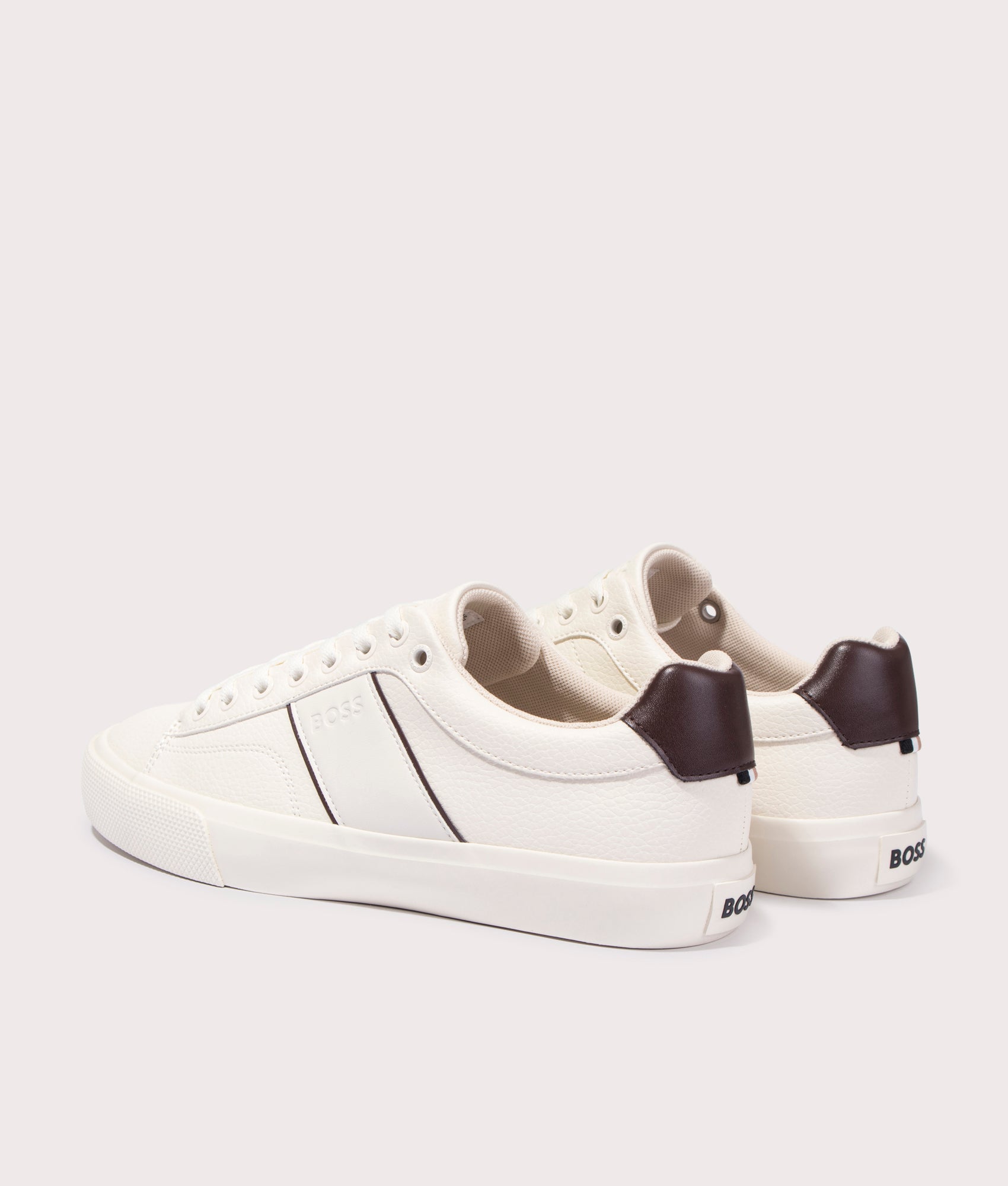 BOSS Aiden Tenn Trainers for Men in Natural white at EQVVS back shot