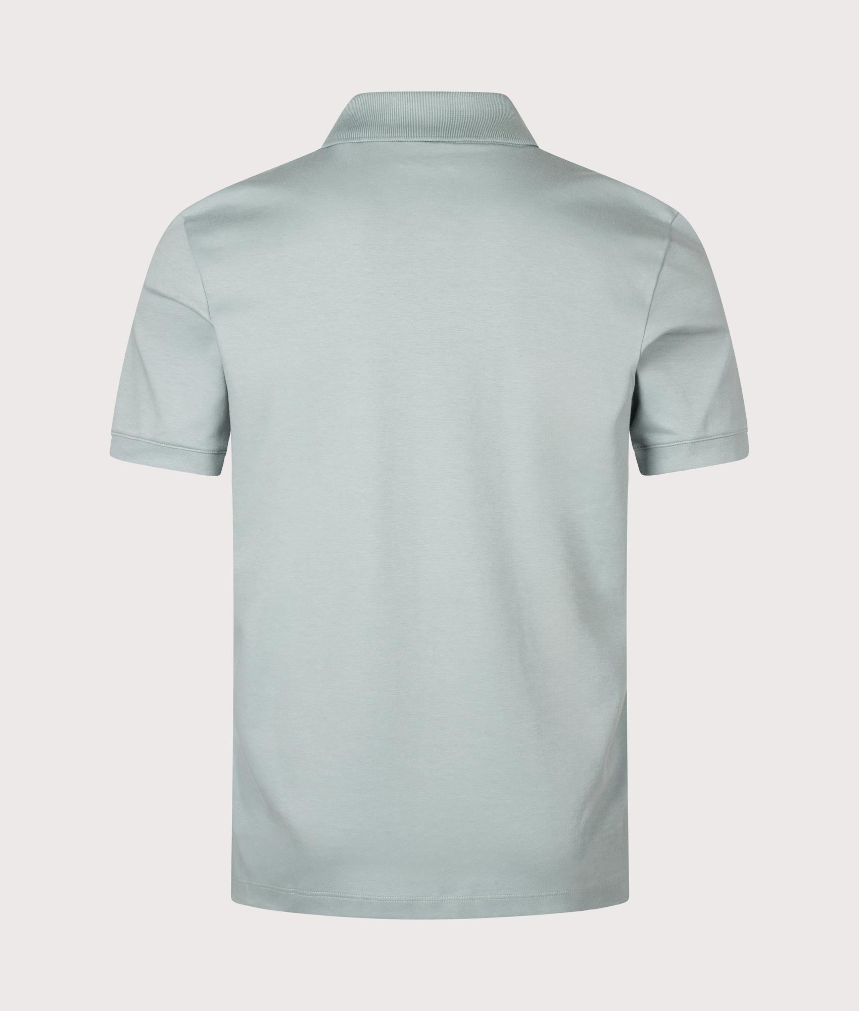 HUGO Dalomino Polo Shirt in Open Grey. Back angle shot at EQVVS.