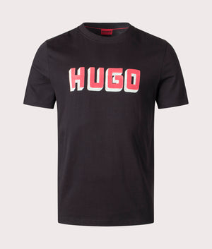Daqerio T-Shirt in Black by HUGO. EQVVS Front Angle Shot.