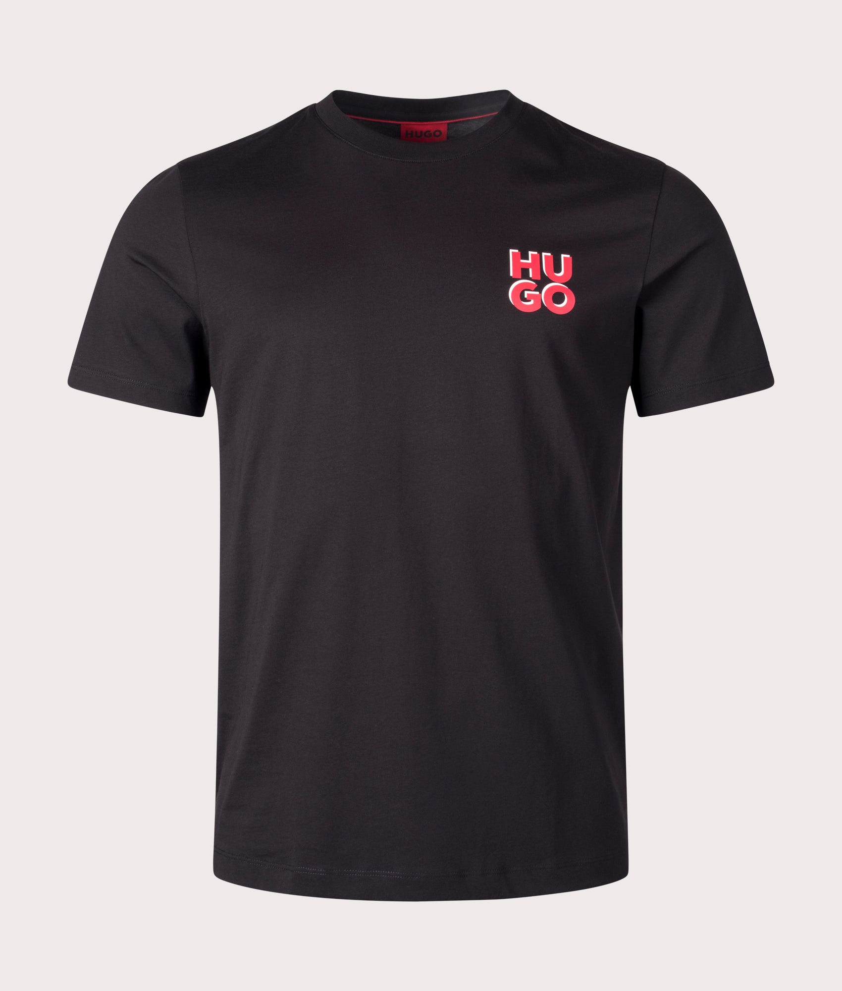 HUGO Dimoniti T-Shirt in Black. Front angle shot at EQVVS.