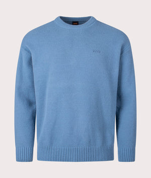 BOSS Relaxed Fit Kluna Jumper for men in Open Blue at EQVVS Front Shot