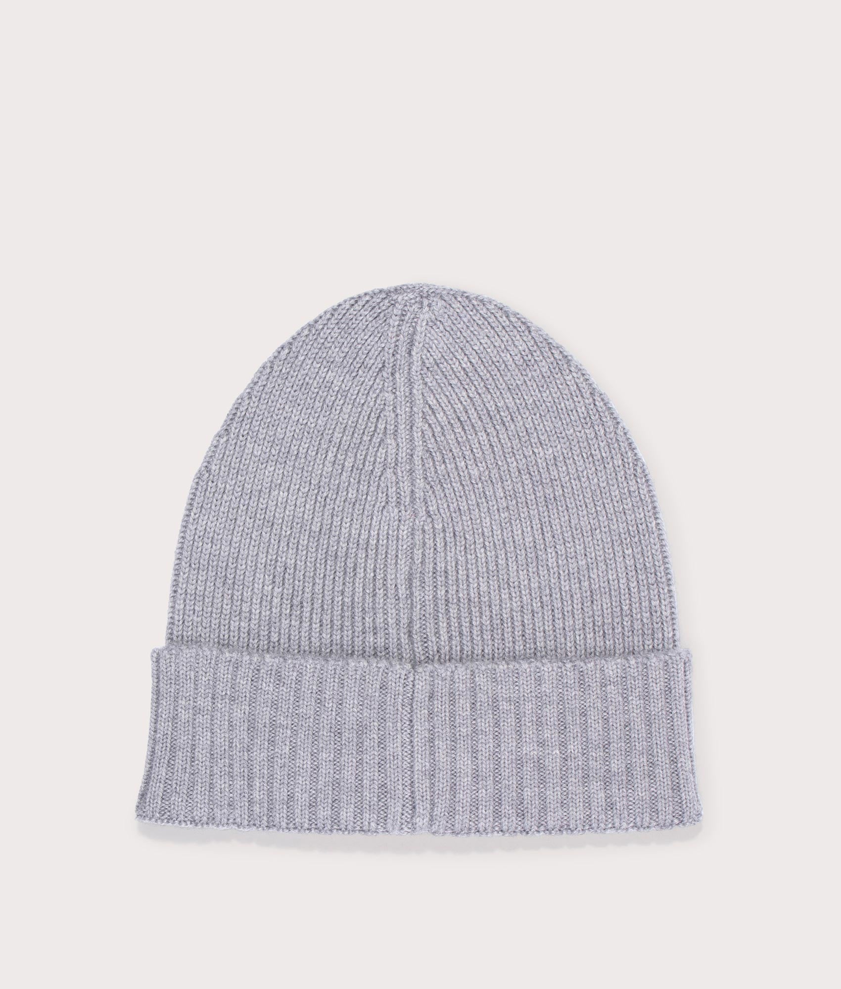 Boss Flavio Beanie in Silver. 100% responsible source Virgin wool. At  EQVVS Menswear. Back Shot.