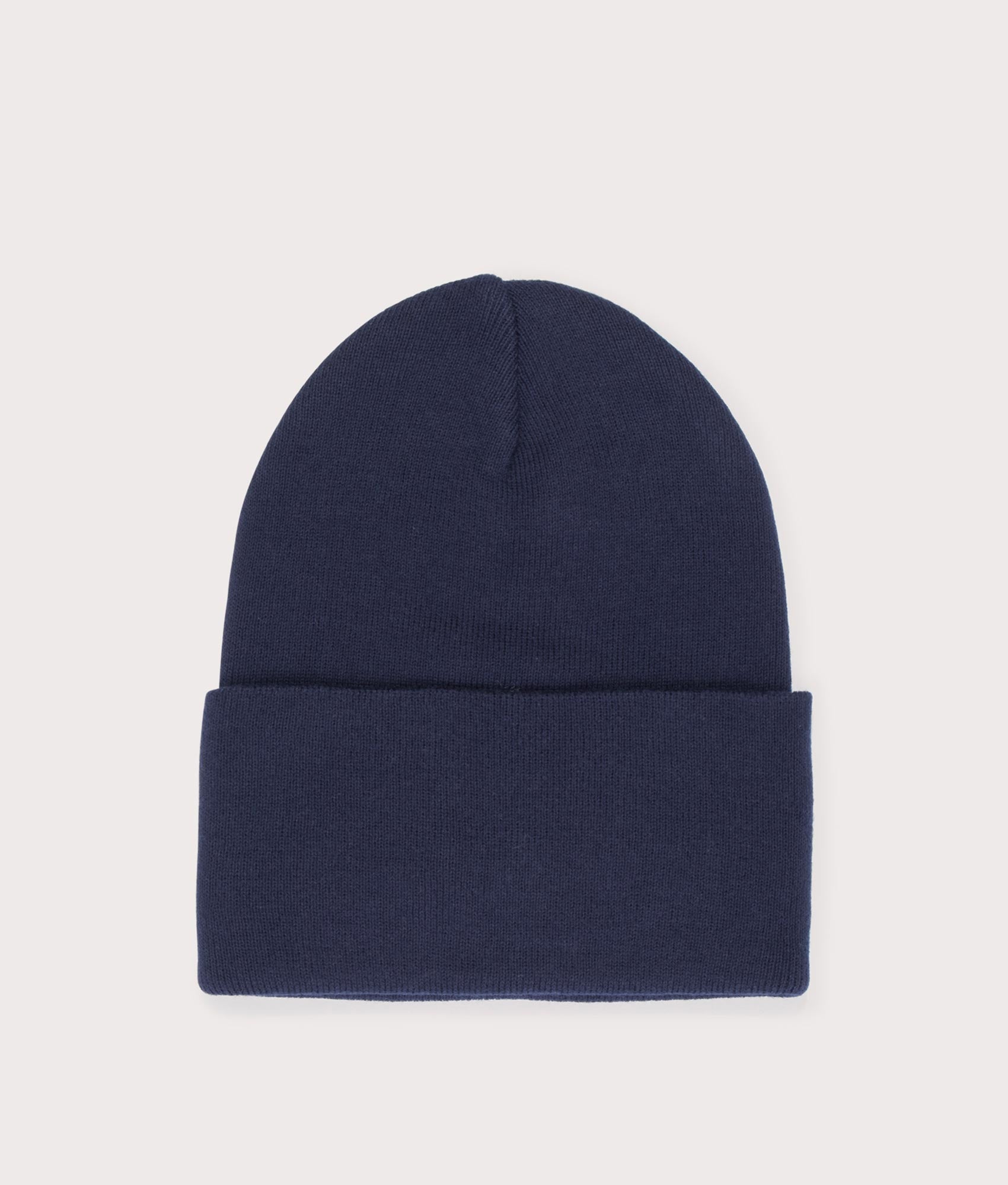 BOSS Fantastico Beanie in Dark Blue. 100% Organic Cotton. At EQVVS Menswear. Back Shot 