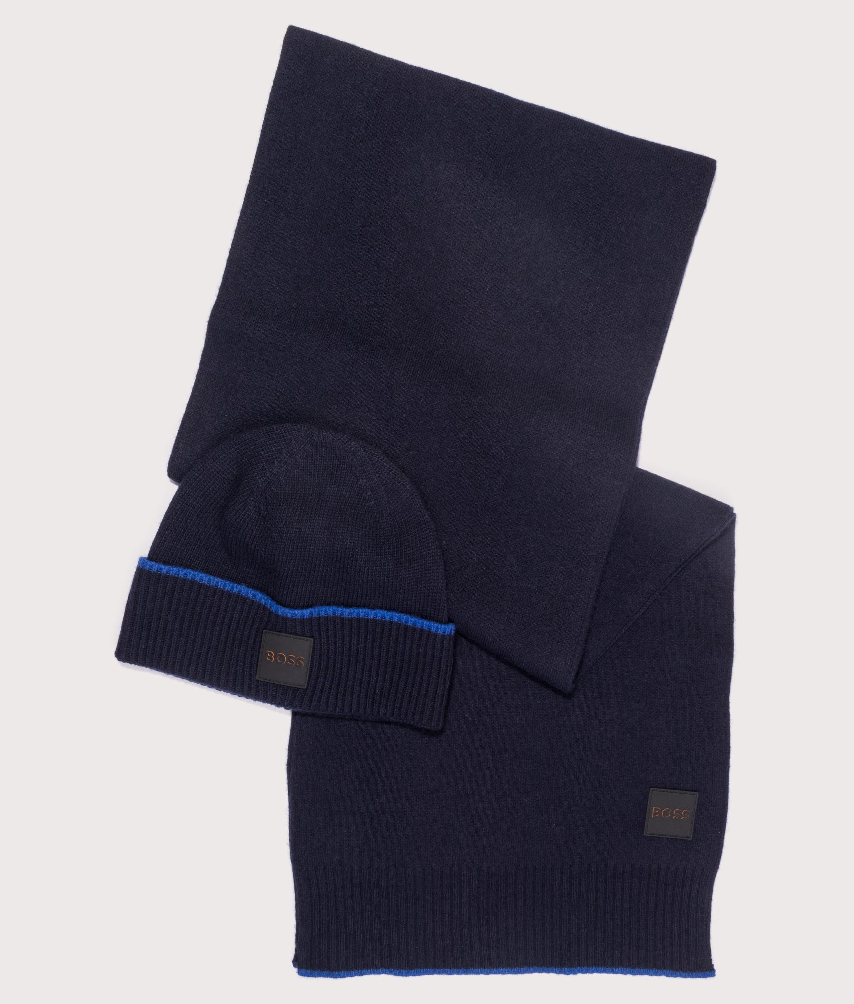 Discover the Amato Beanie & Scarf Gift Set in Black at EQVVS, Gift Set Shot.