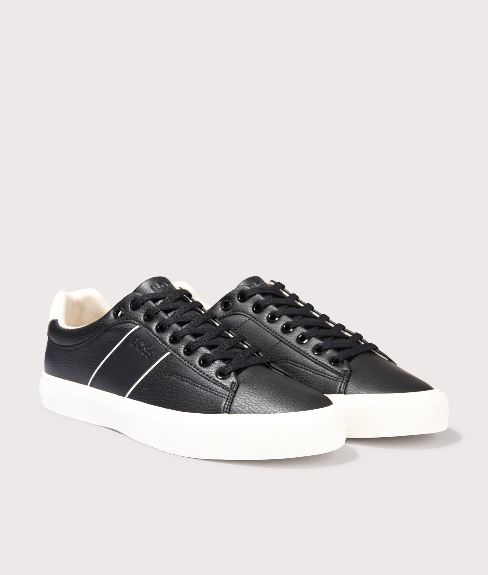 BOSS Aiden Tenn Trainers in Black. EQVVS Angle shot.