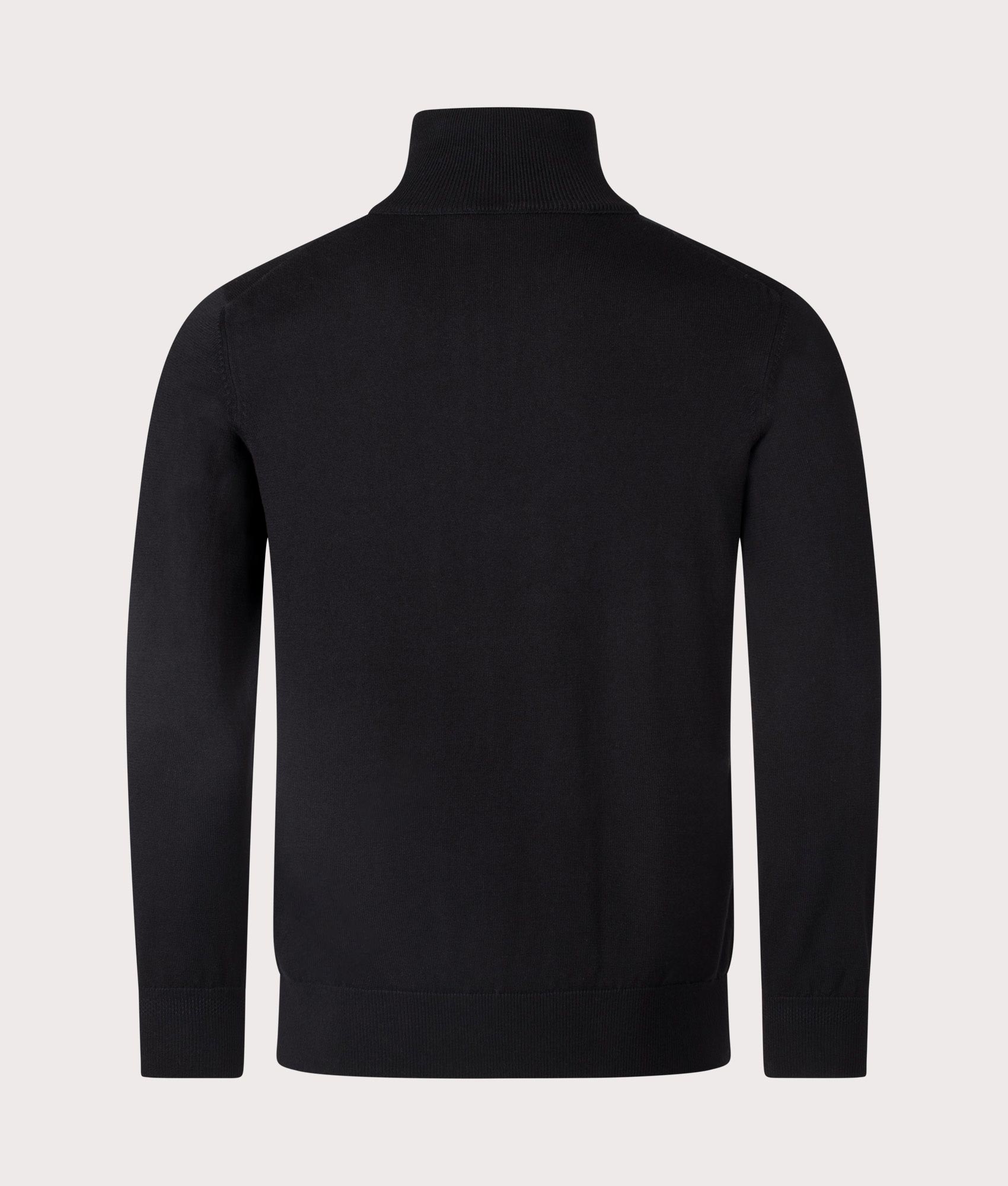 BOSS Kanobix Quarter Zip Sweatshirt in Black, Cotton/Cashmere Blend. At EQVVS Menswear. Back shot
