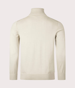 BOSS Akiro Rollneck Jumper in Light Beige, Cotton/Cashmere Blend. At EQVVS Menswear. Back shot