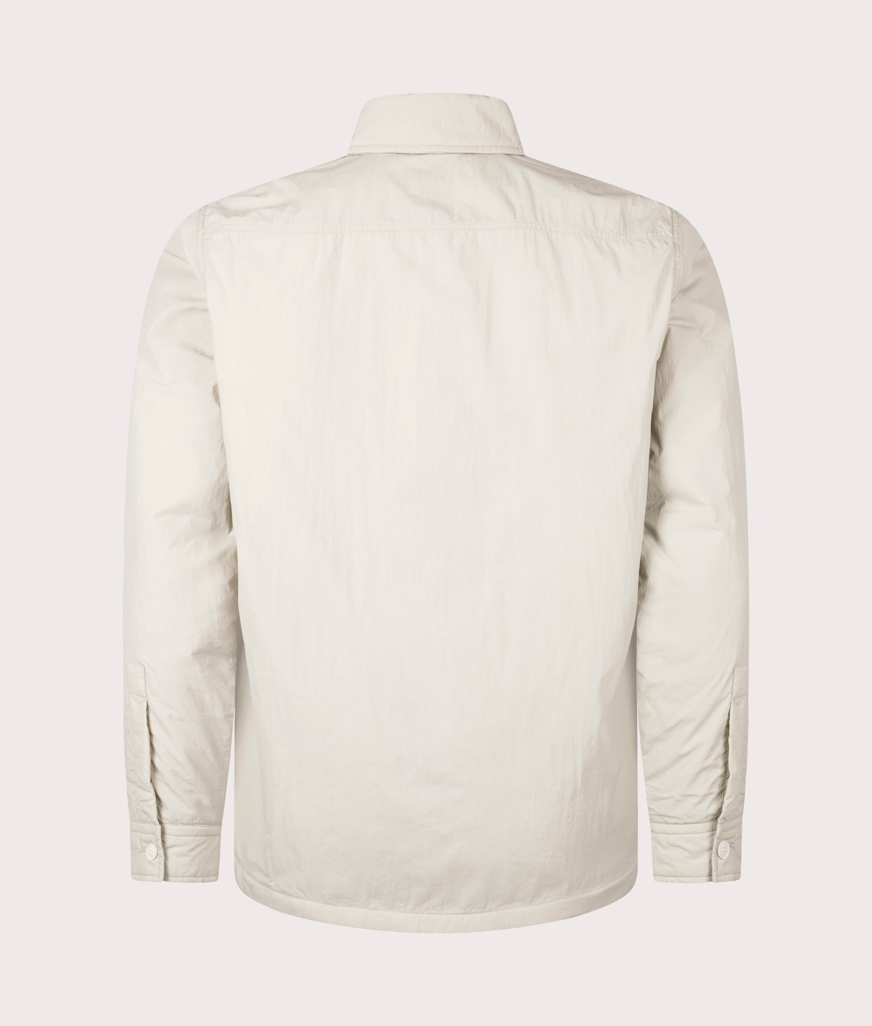 BOSS Oversized Locky 2 Overshirt in Light Beige. EQVVS back shot.