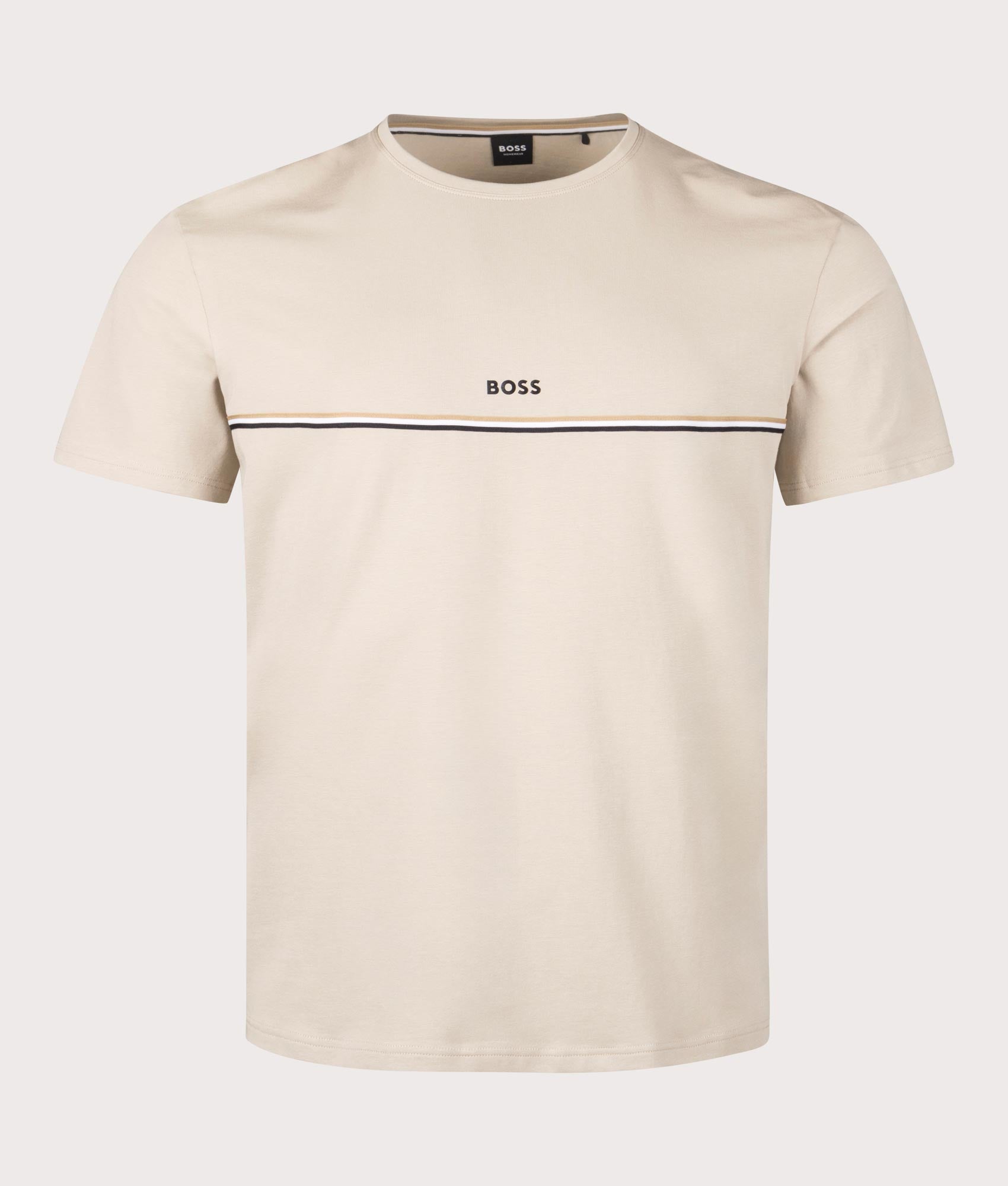 BOSS Lightweight Unique T-Shirt in Light Beige. EQVVS front shot.