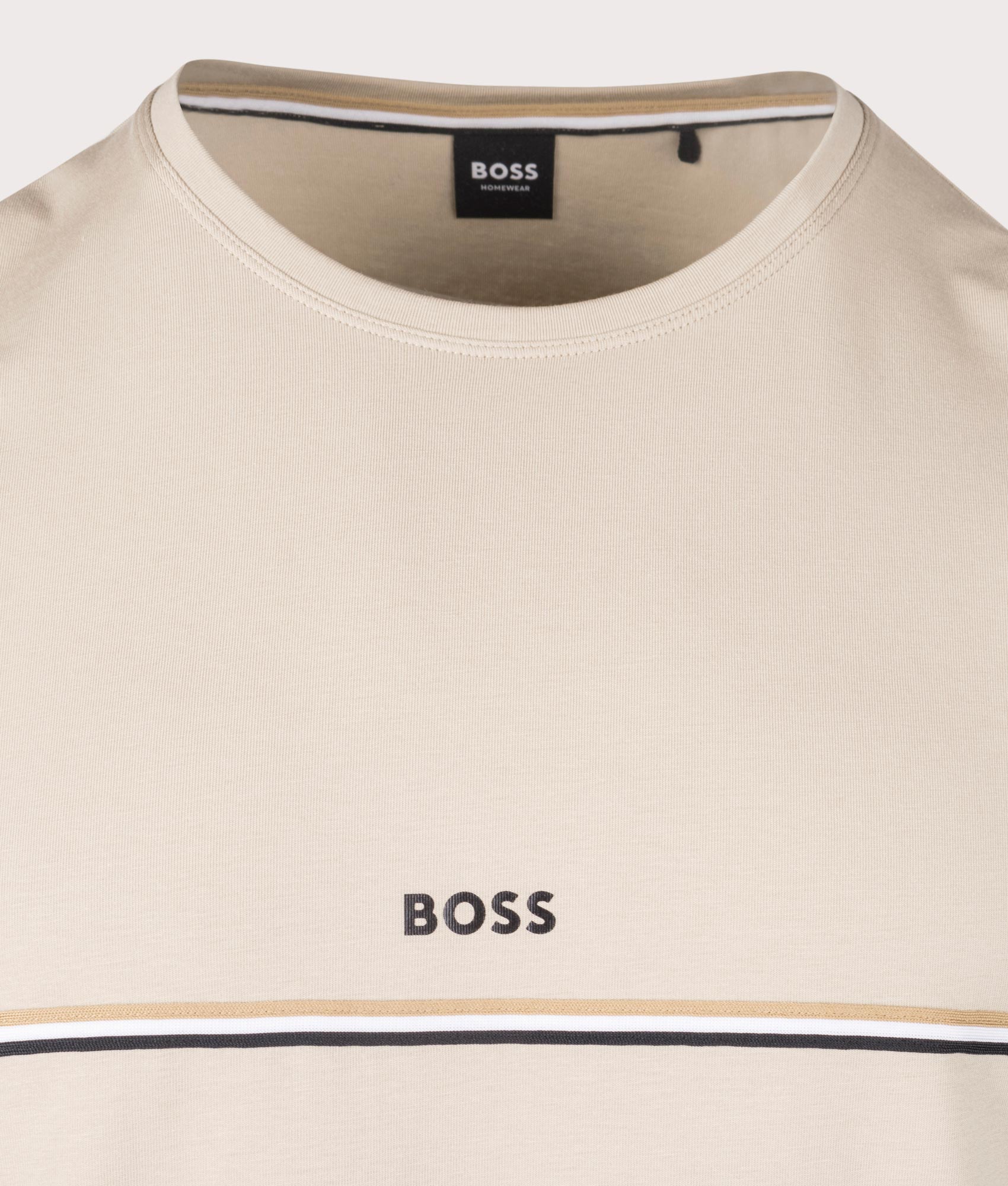 BOSS Lightweight Unique T-Shirt in Light Beige. EQVVS detail shot.