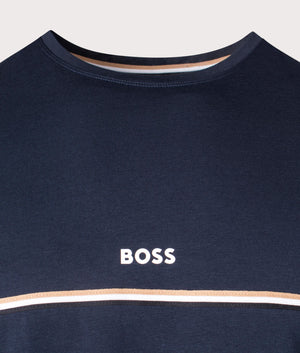 Lightweight Unique T-Shirt in Dark Blue from BOSS. Detail angle shot at EQVVS.