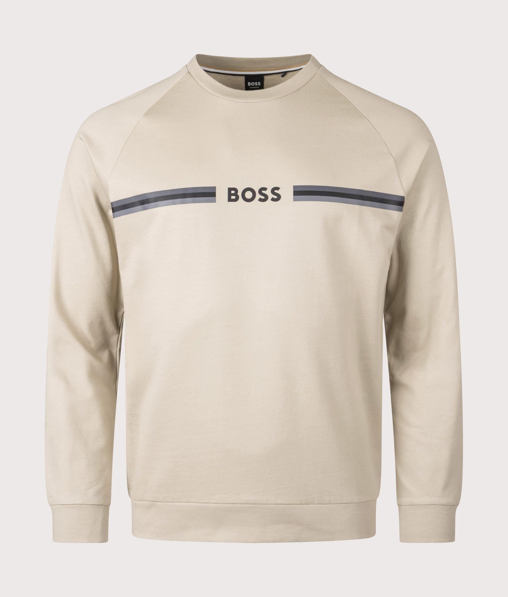BOSS Authentic Sweatshirt in Light Beige. Shot at EQVVS.  Front shot. 