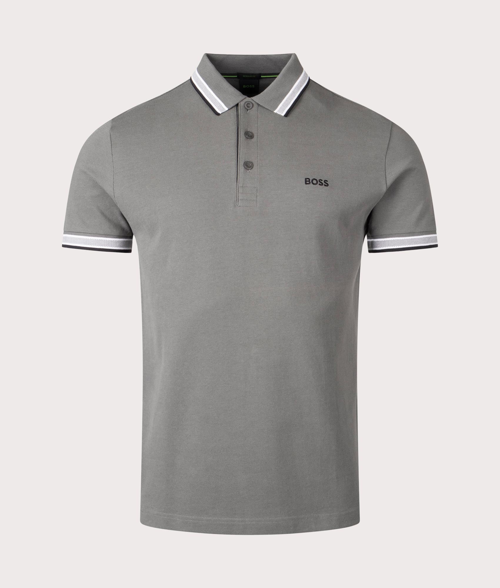 Paddy Polo Shirt in Light Pastel Green by BOSS. Shot at EQVVS. Front shot. 
