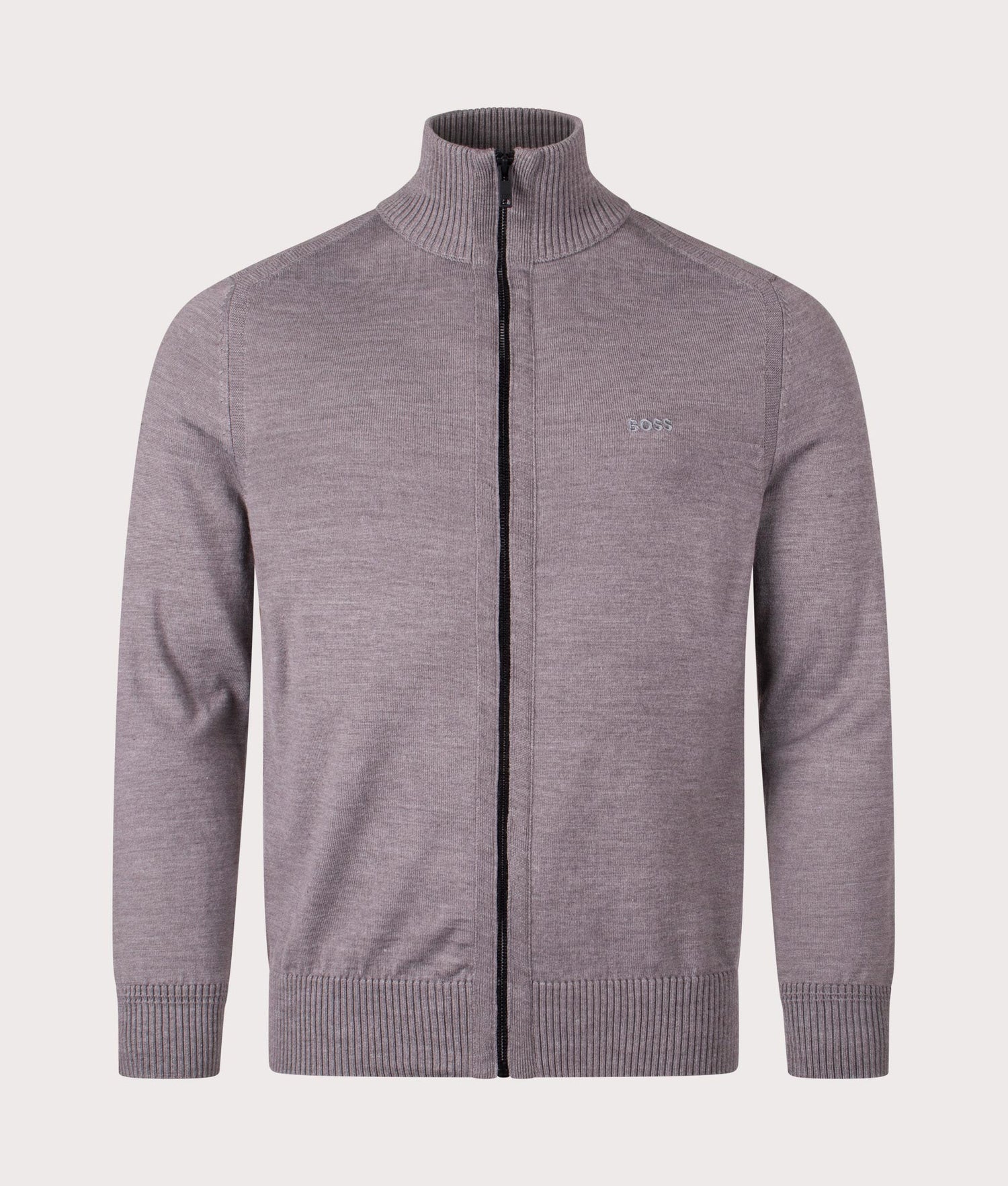 BOSS Avac Full Zip Knitted Cardigan in light/pastel Grey EQVVS Mens