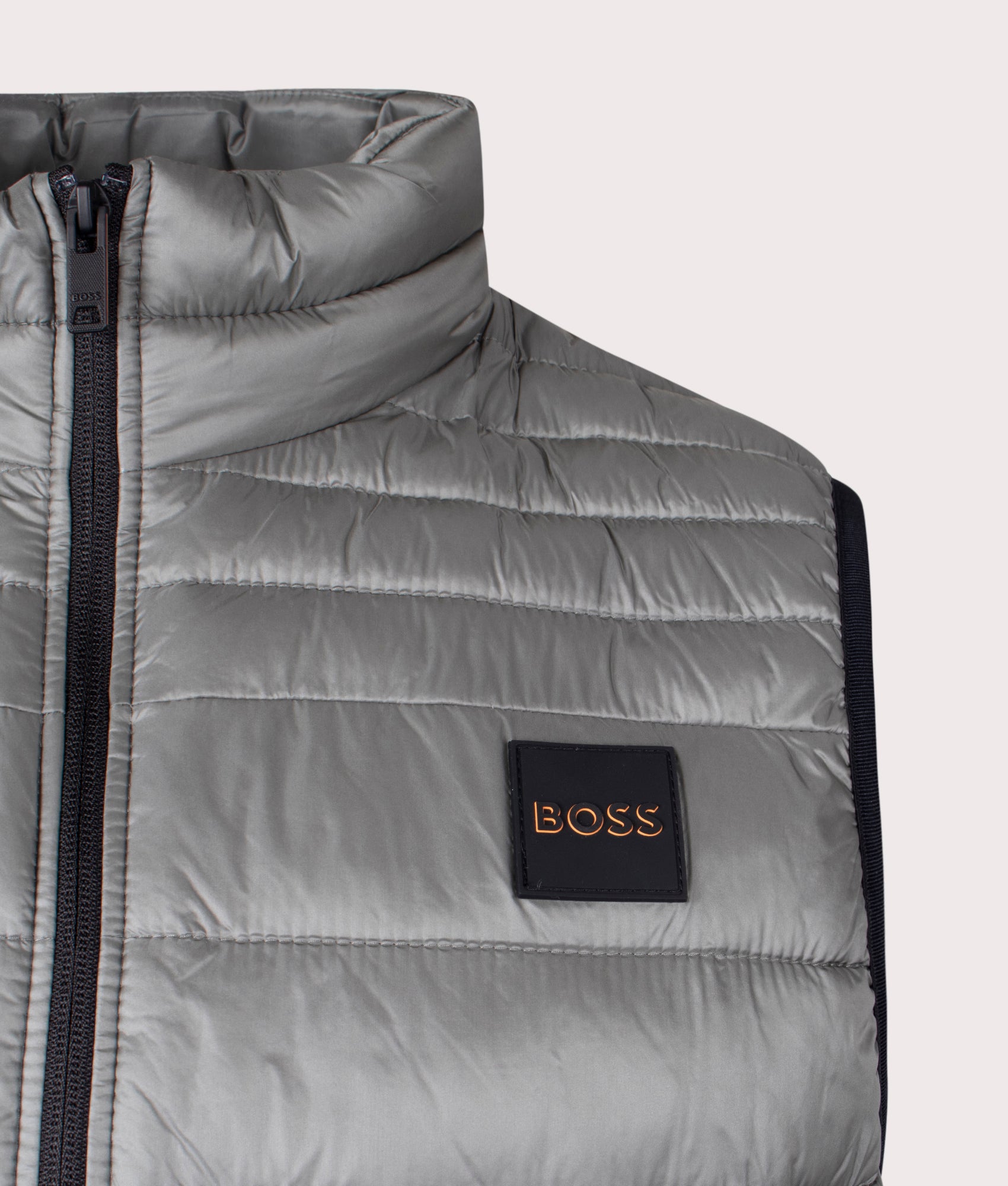 Slim Fit Odeno1 Gilet in Open Grey by Hugo Boss. EQVVS Menswear Detail Shot. 