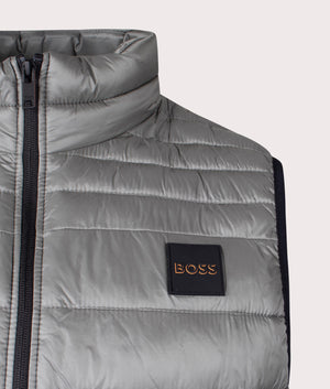 Slim Fit Odeno1 Gilet in Open Grey by Hugo Boss. EQVVS Menswear Detail Shot. 