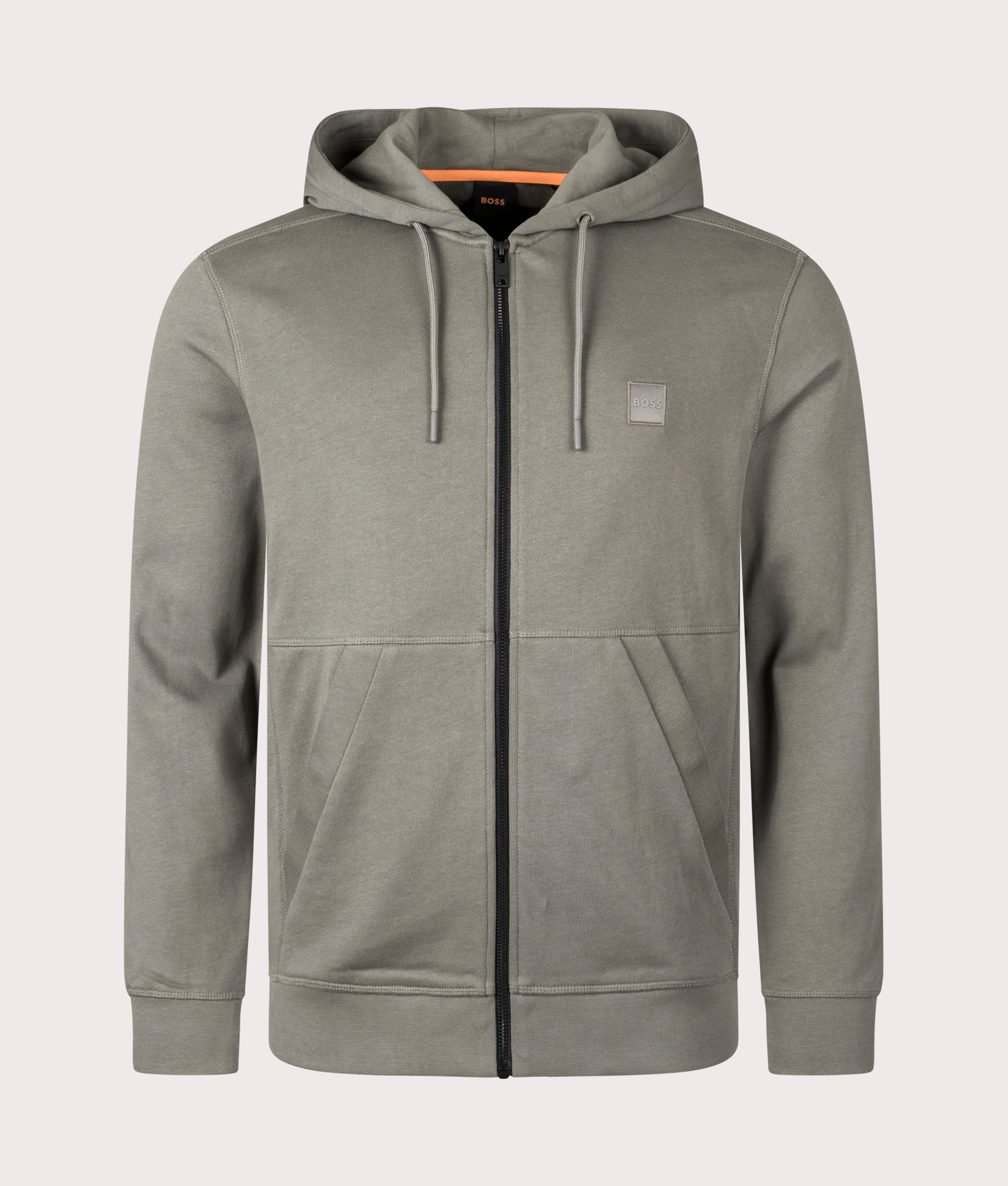 BOSS Zip Through Zetalky Hoodie in Open Grey for Men at EQVVS Front Shot
