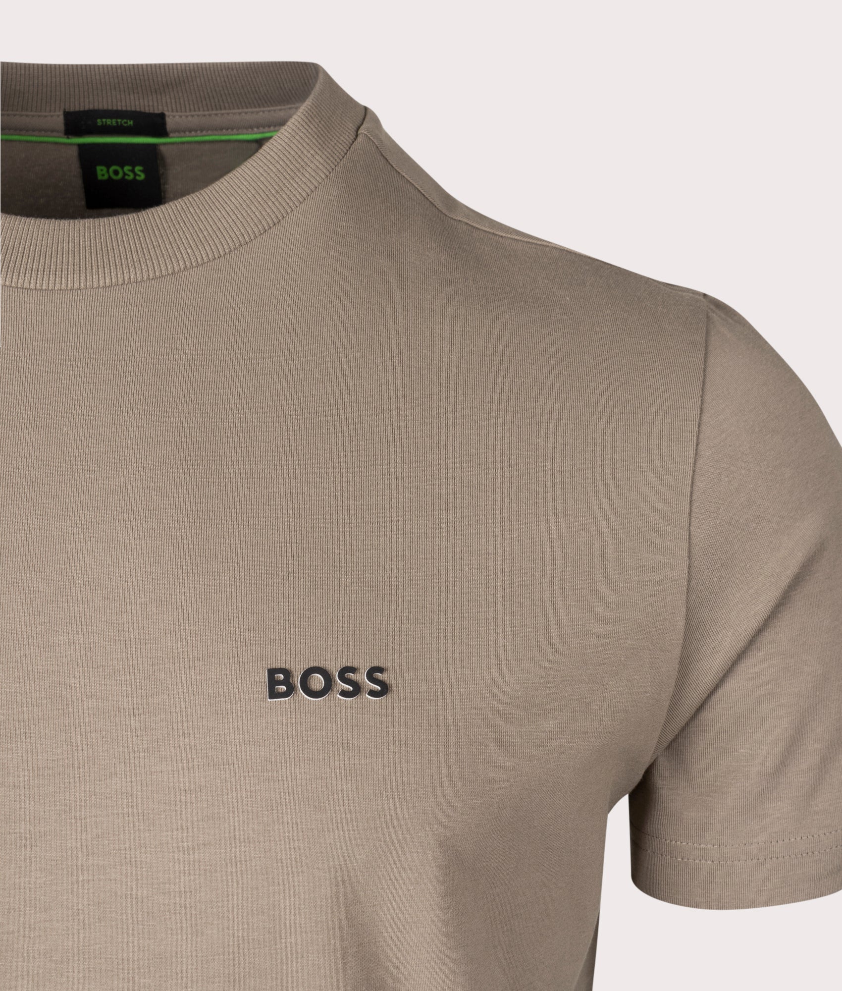BOSS Regular Crew Neck Tee T-Shirt in Light Patel Green at EQVVS Detail Shot