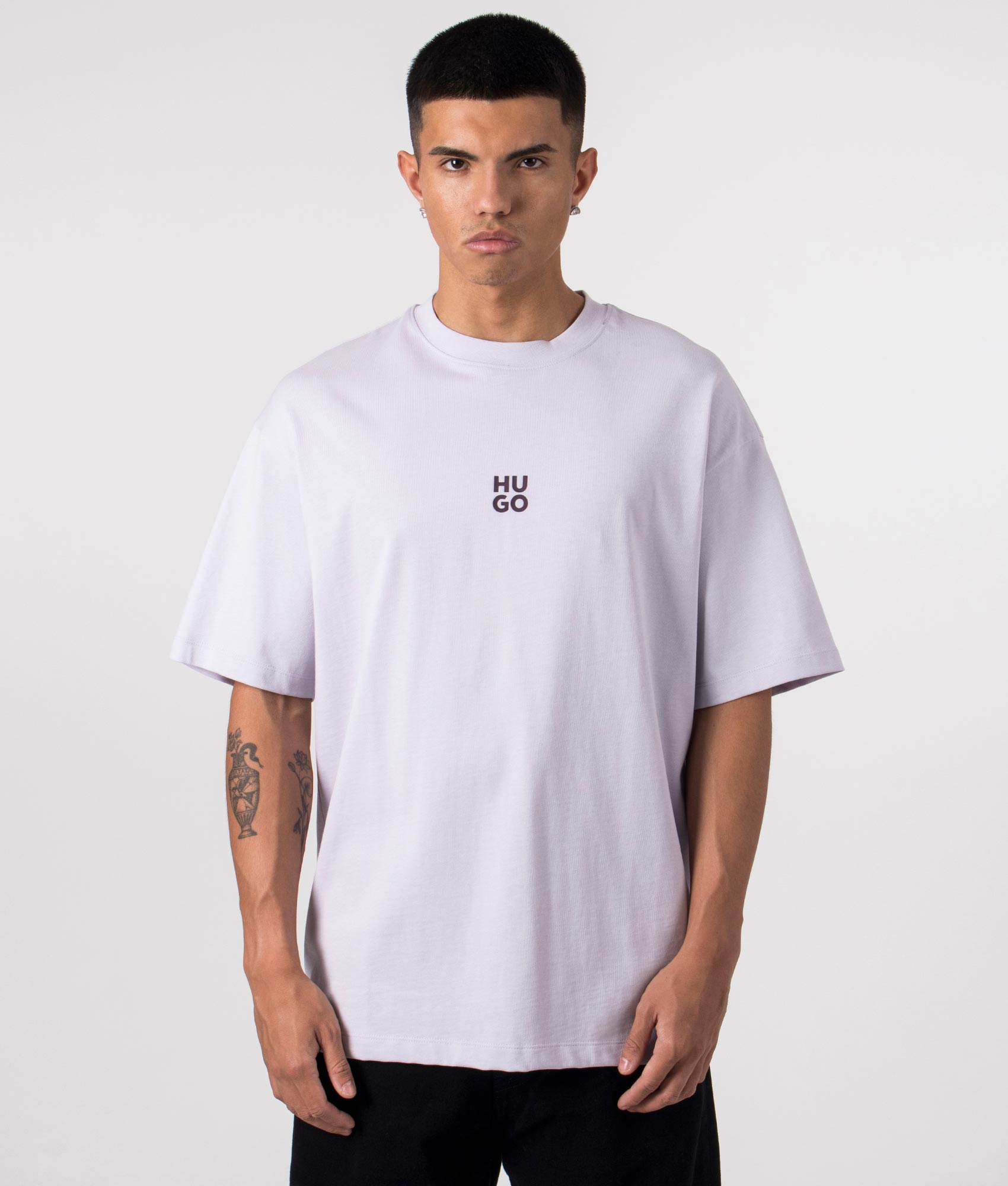 Hugo Oversized Dflofire T-Shirt in pastel Purple at EQVVS Menswear Front shot