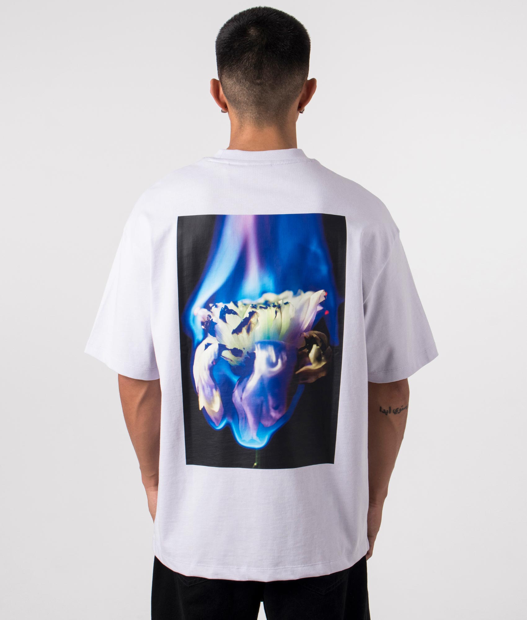 Hugo Oversized Dflofire T-Shirt in pastel Purple at EQVVS Menswear back shot