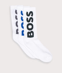 3 Pack QS Rib Logo Socks: 100 White 
