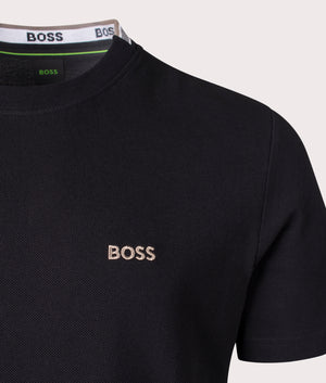 BOSS Taddy T-Shirt in Charcoal Black, 100% Cotton. EQVVS Detail Shot.