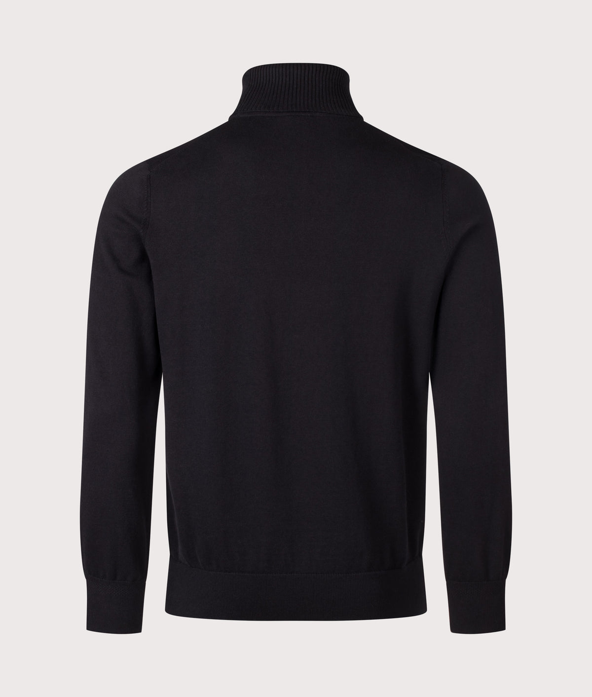 BOSS Regular Fit Akiro Rollneck Jumper in Black at EQVVS Menswear. Back shot.