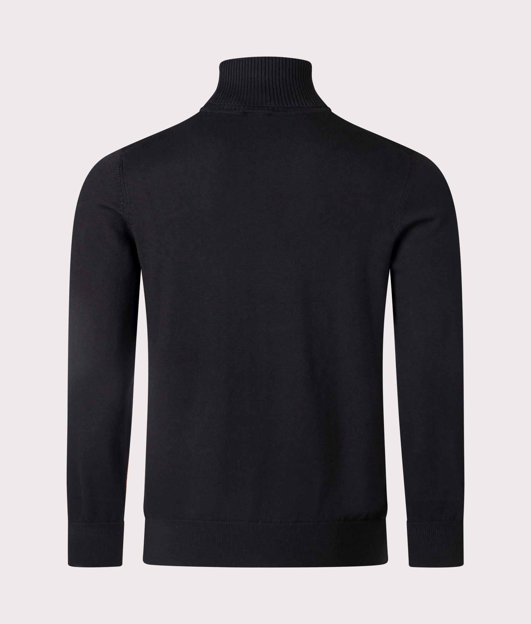 BOSS Akiro Rollneck Jumper in Black, Cotton/Cashmere Blend. At EQVVS Menswear. Back shot