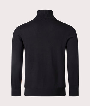 BOSS Akiro Rollneck Jumper in Black, Cotton/Cashmere Blend. At EQVVS Menswear. Back shot