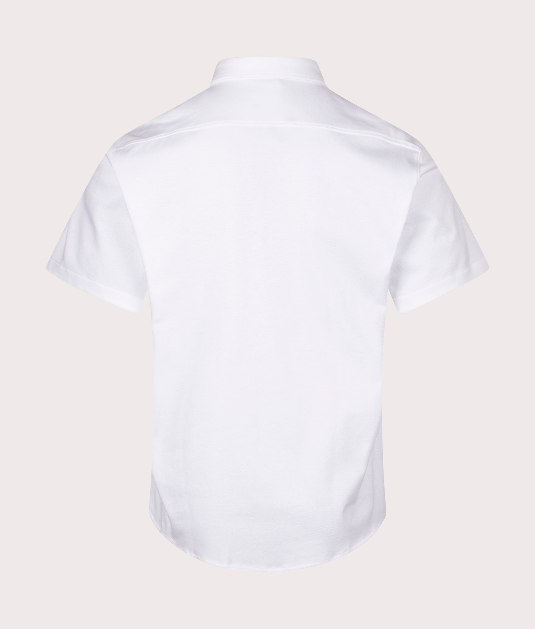 BOSS B Motion Short Sleeve Shirt in White. Shot at EQVVS. Back shot