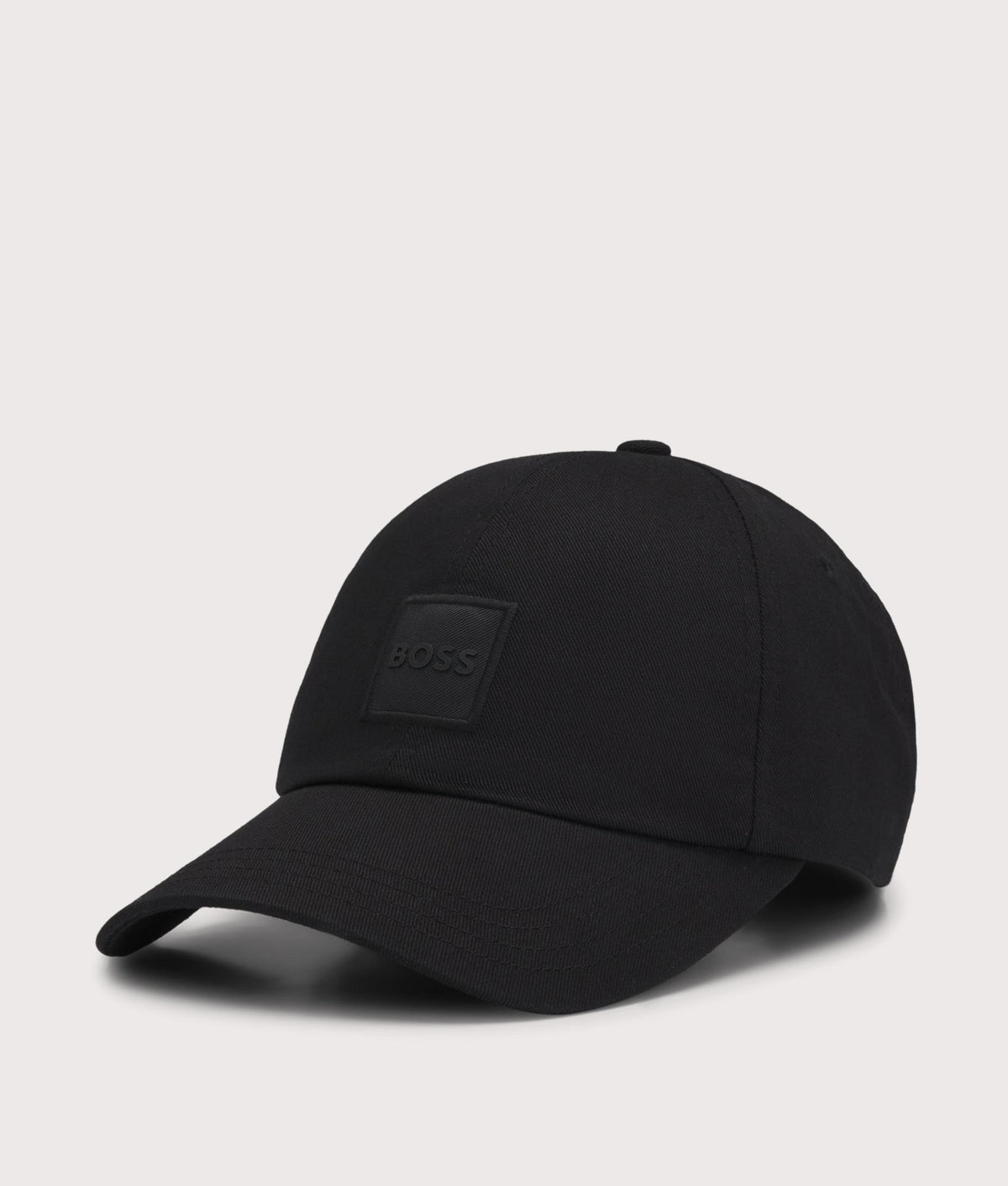 BOSS Derrel PL Cap in Black at EQVVS Menswear. Angled front shot.