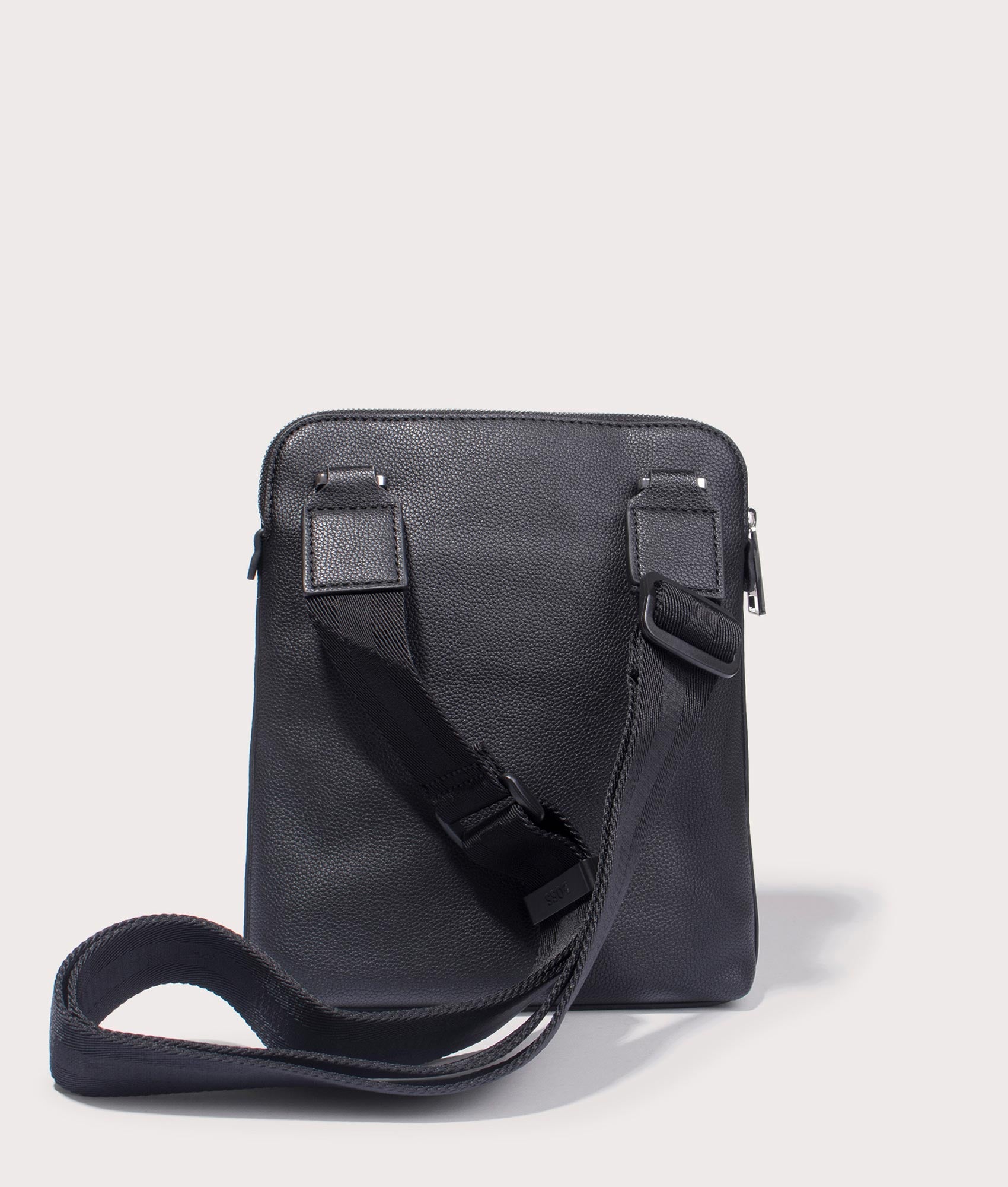 Ray Envelope Bag in Black from BOSS. Back angle shot at EQVVS.