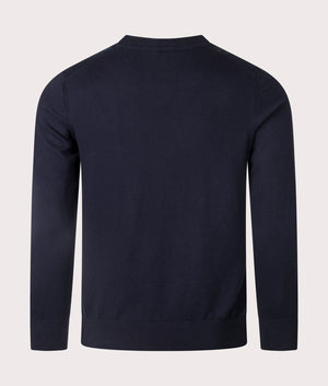 BOSS Kanovano Knitted Jumper in Dark Blue, Cotton/Cashmere Blend. At EQVVS Menswear. Back shot