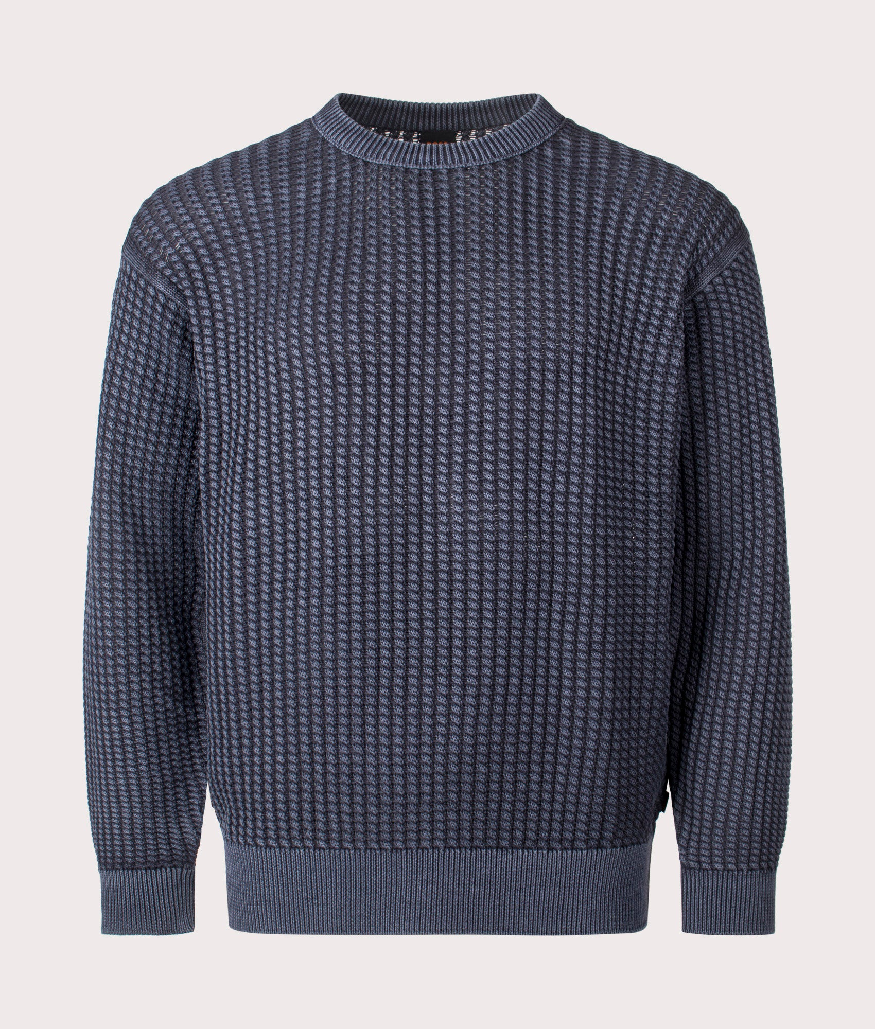 BOSS Relaxed Fit Agolan Jumper in Dark Blue at EQVVS Menswear Front Shot
