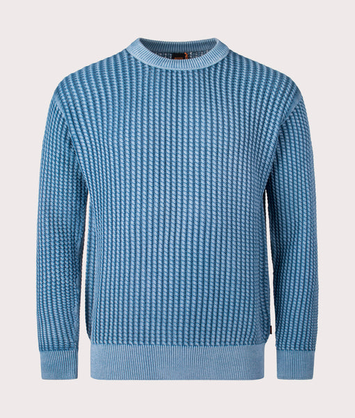 BOSS Relaxed Fit Agolan Jumper in Light/Pastel Blue EQVVS Menswear
