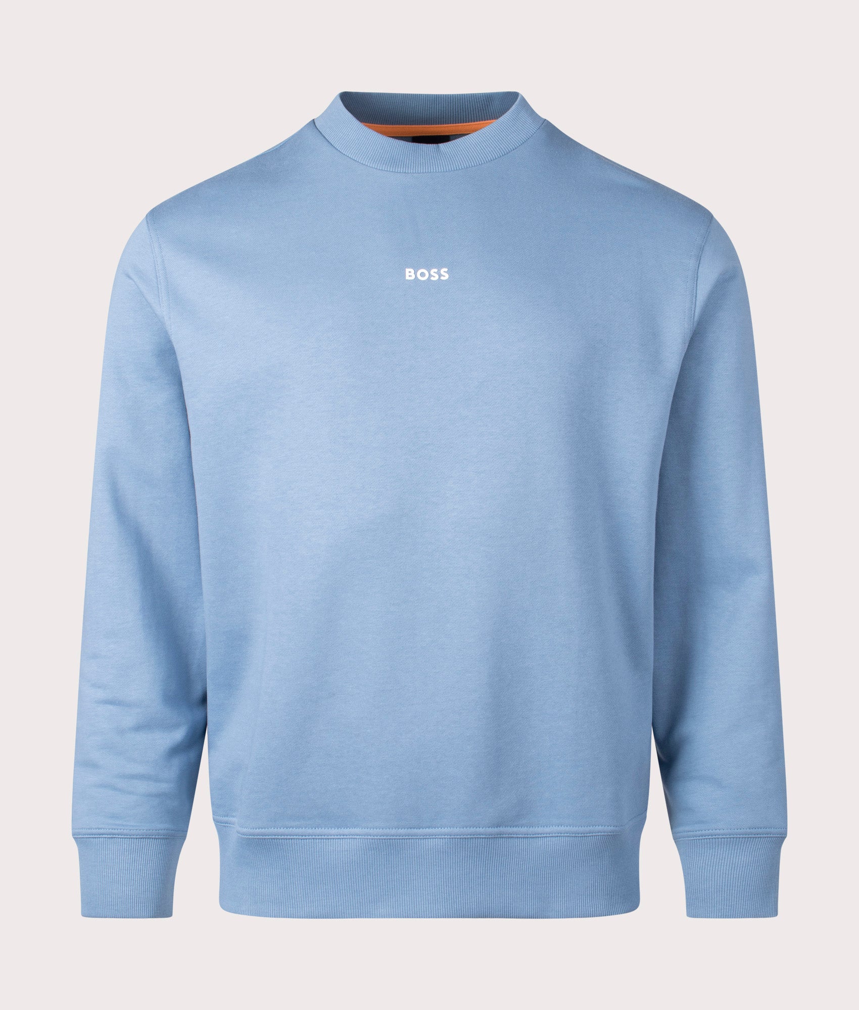 WeSmall Sweatshirt in blue by BOSS. Shot at EQVVS. Front mannequin shot. 