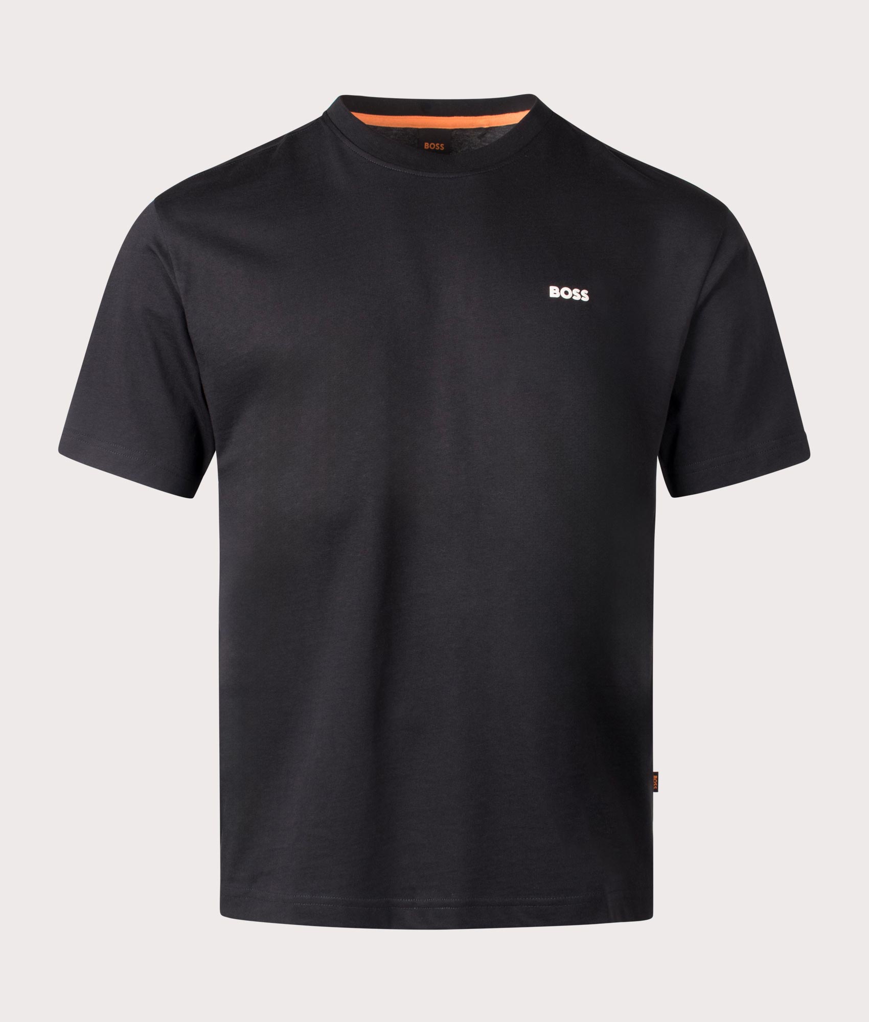 BOSS Relaxed Fit Te Surfaceshort T-Shirt in Black with Backprint. EQVVS Front Shot.