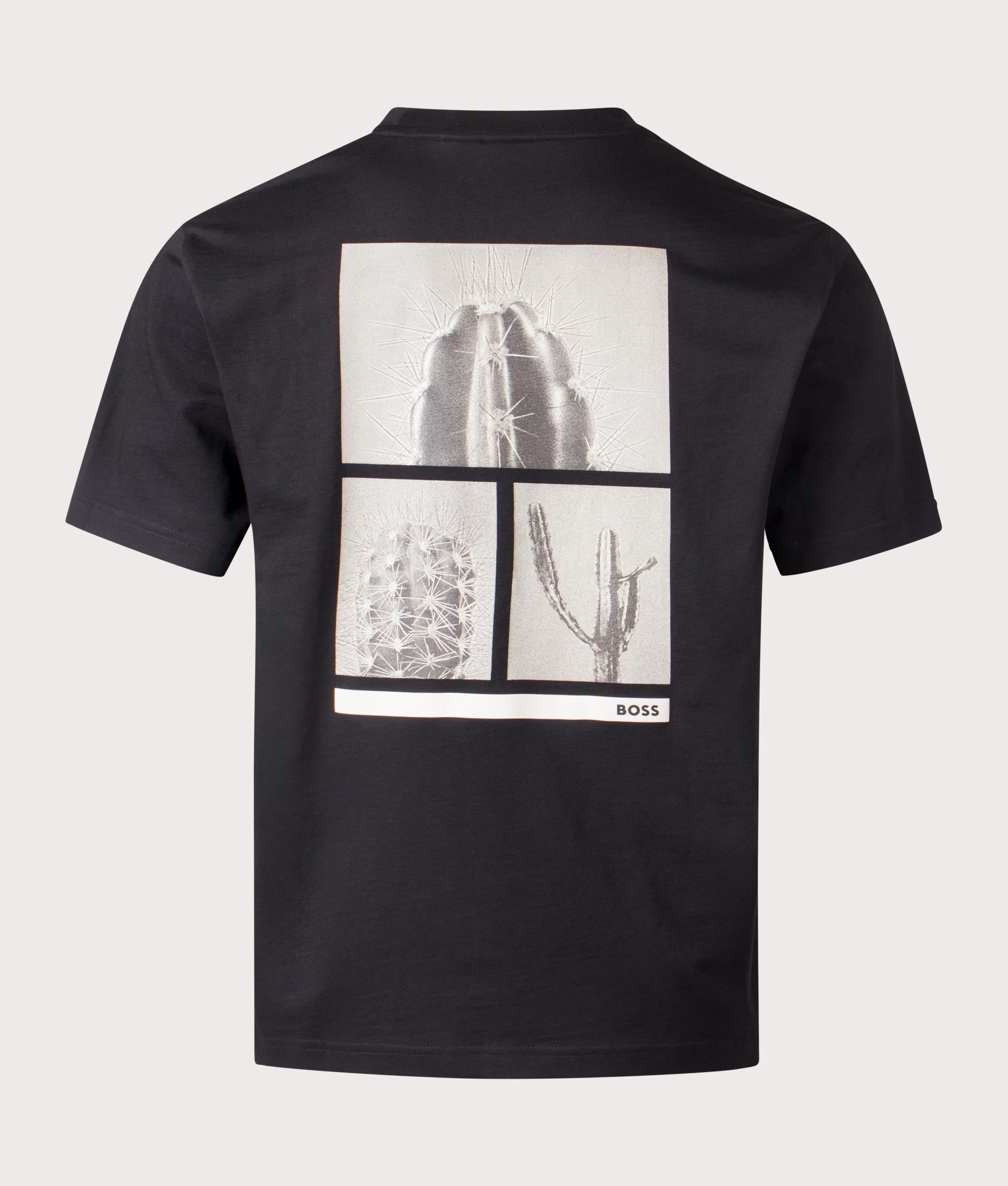 BOSS Relaxed Fit Te Surfaceshort T-Shirt in Black with Backprint. EQVVS Back Shot.
