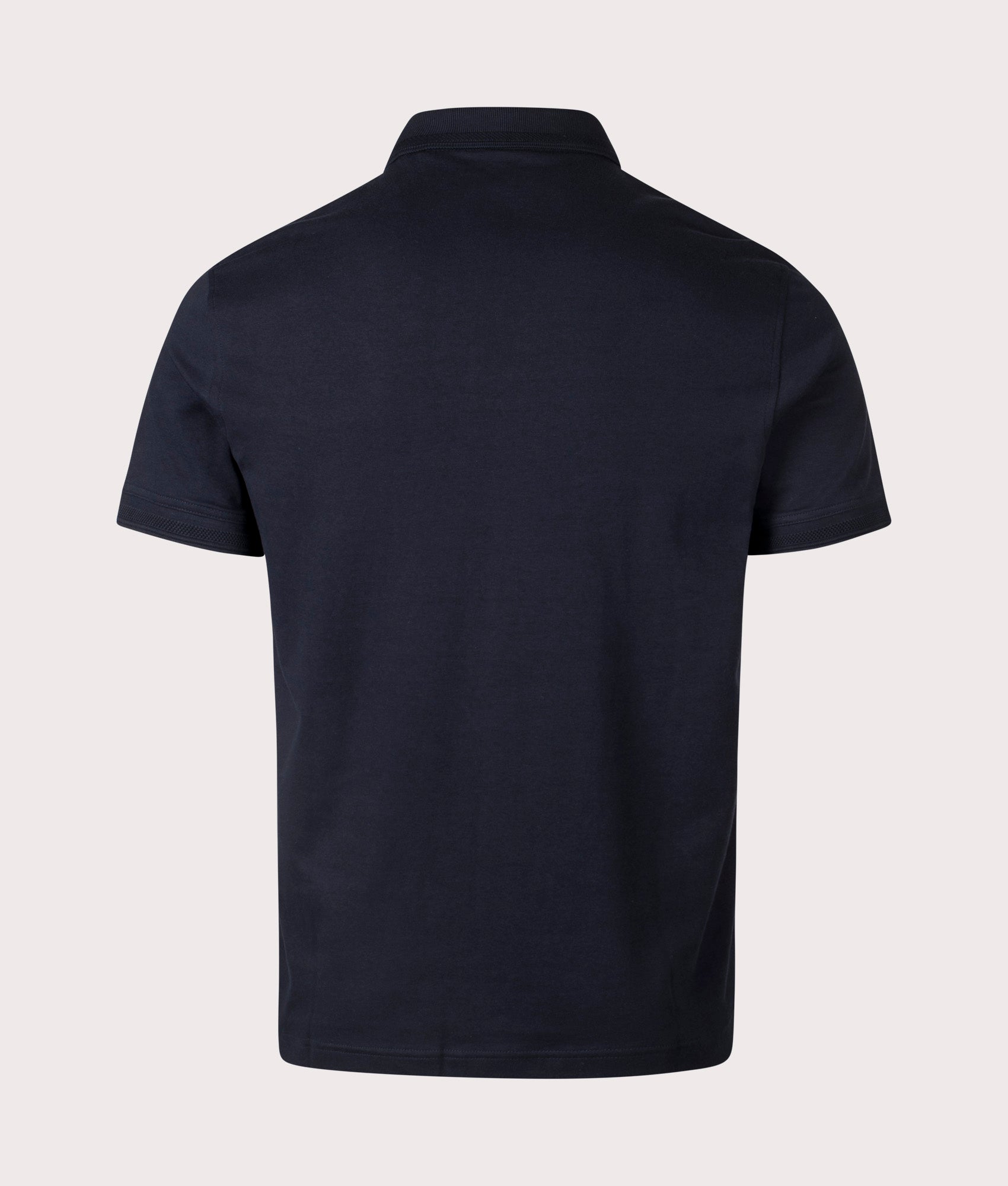 BOSS Pe Interlock Polo Shirt in Dark Blue. Shot at EQVVS. Back shot
