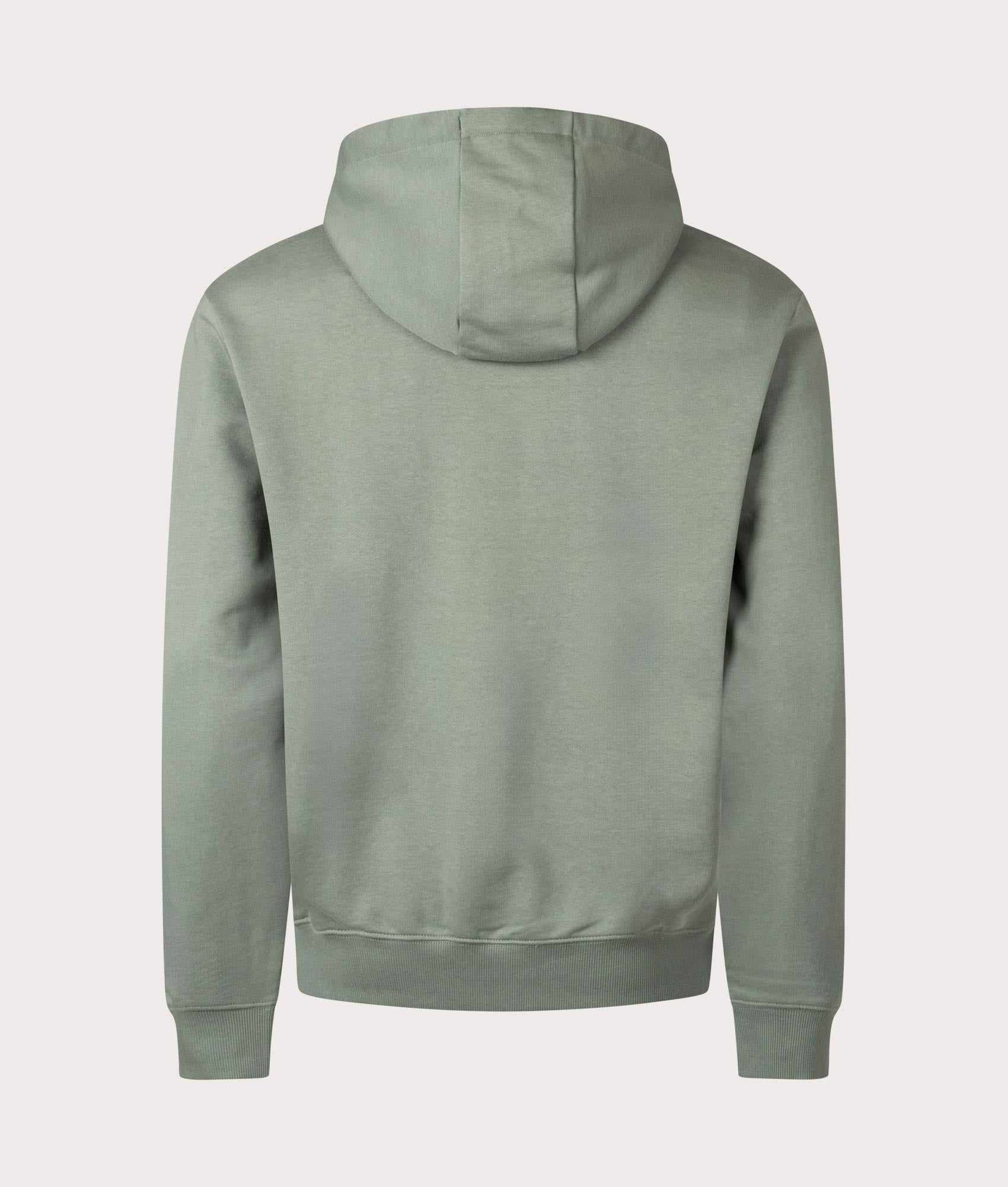 HUGO Dapo Hoodie in Open Green. Shot at EQVVS. Reverse mannequin shot. 