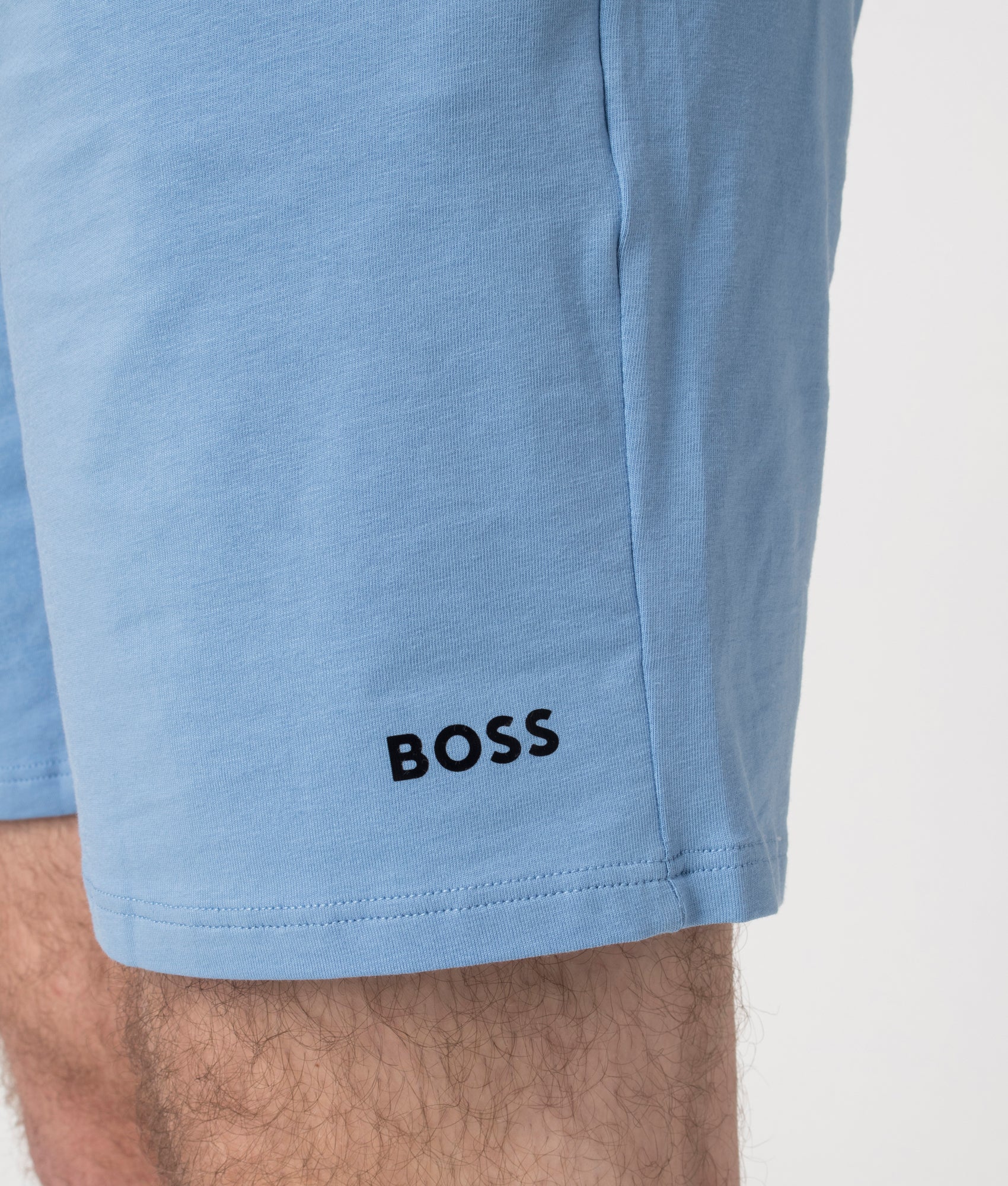 BOSS Unique Shorts CW inLight/Pastel blue at EQVVS. Detail Shot.