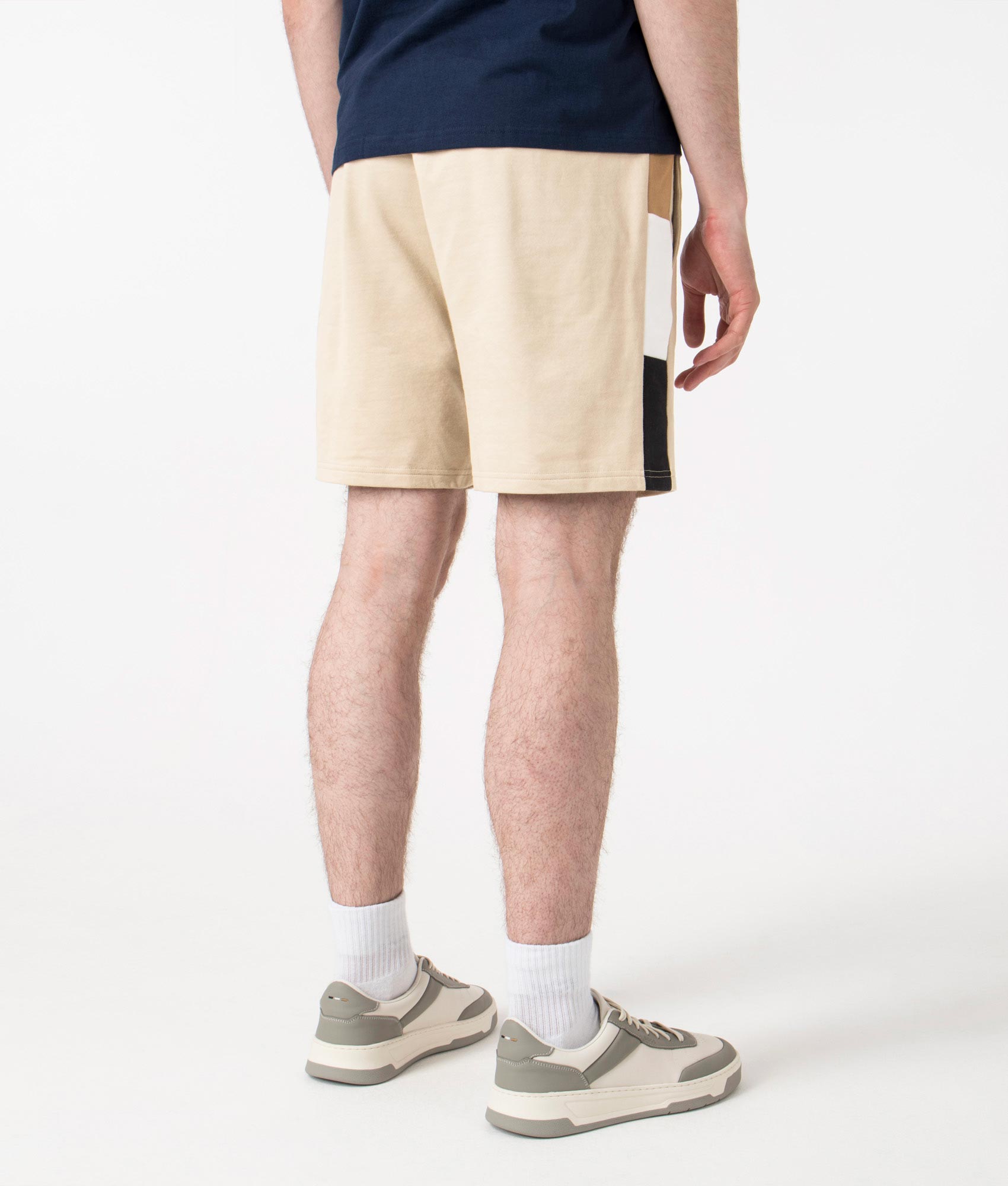 Iconic Sweat Shorts in Light Beige by Boss. EQVVS Back Angle Shot.