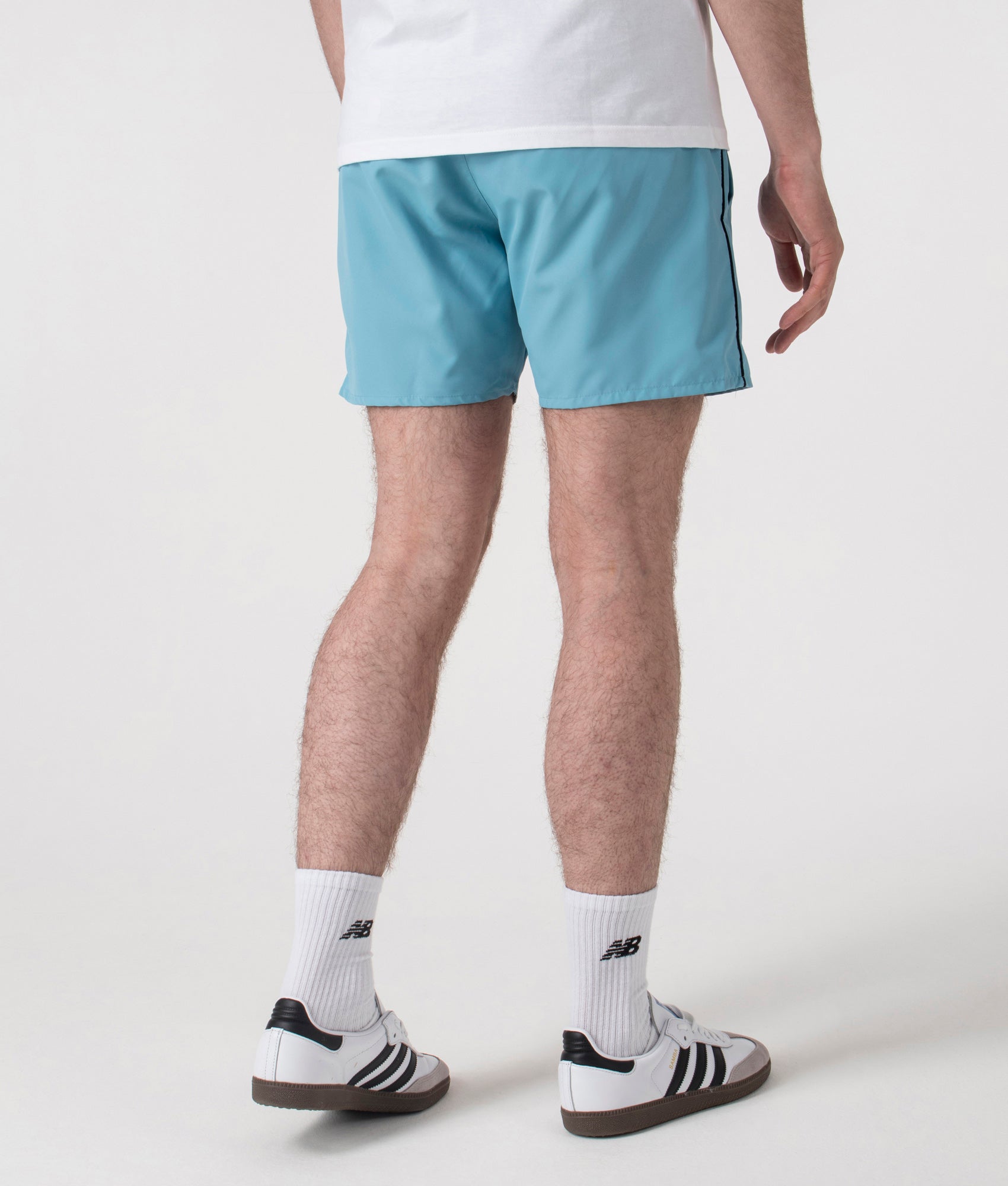BOSS Starfish Swim Shorts in Light/Pastel blue at EQVVS. Back Shot.