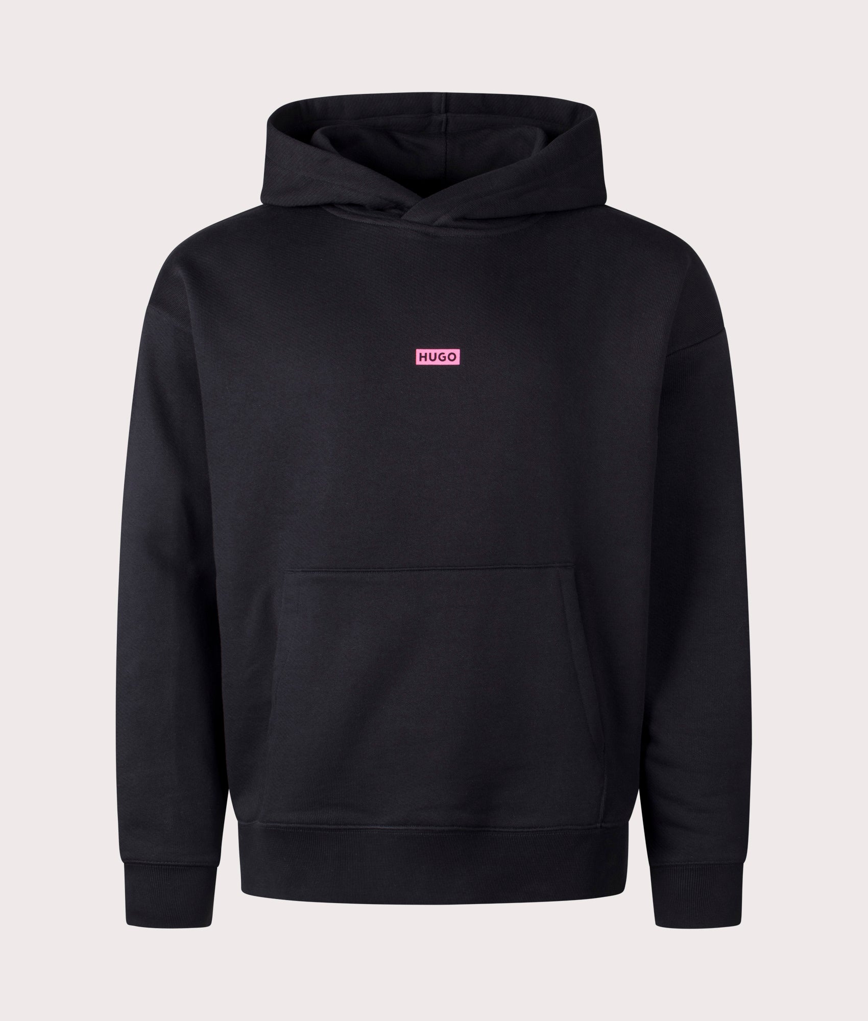 HUGO Nazardo Hoodie in Black. Shot at EQVVS. Front shot